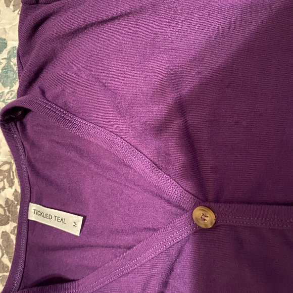 Tickled Teal Lea Button Cardigan Purple - Picture 4 of 5